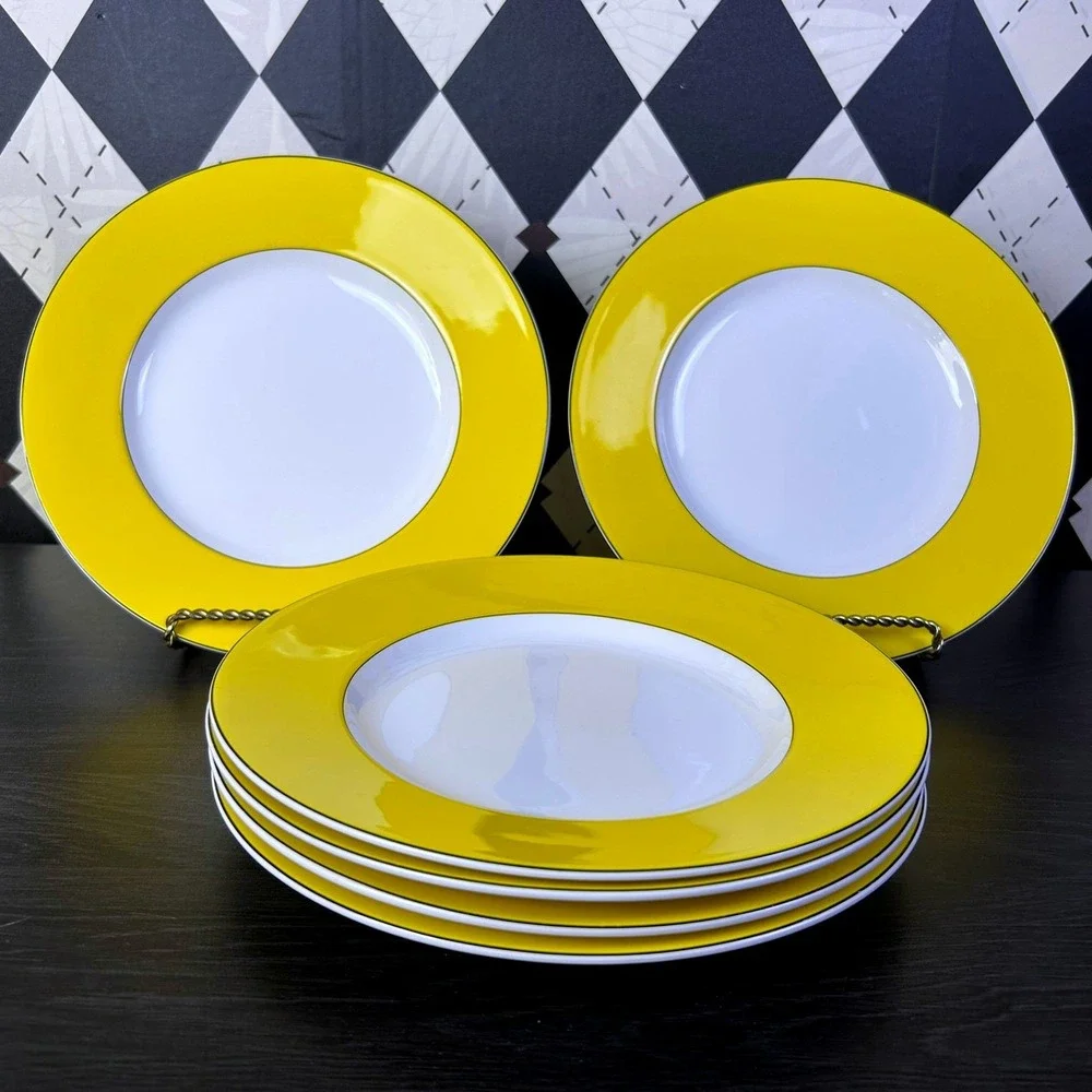 Set of 6 Kate Spade x Lenox Yellow Rutherford Circle Plates 9.5